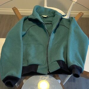Vintage Teal and Black Fleece Jacket